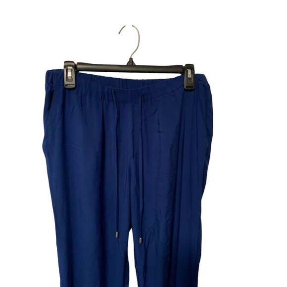 Stylus Womens SIze Medium Pull On Jogger Pants Blue Rayon Pockets Waist Tie - Picture 2 of 4
